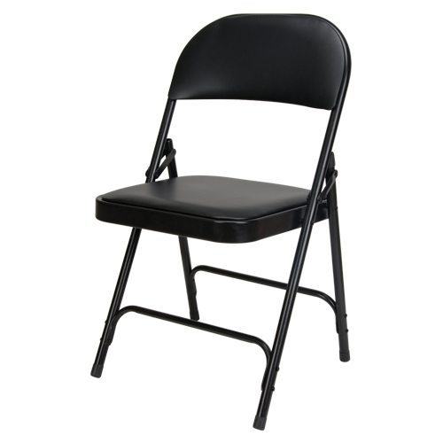Vinyl Padded Folding Chair, Steel, Black, 300 lbs. Weight Capacity Meunier Outillage Industriel