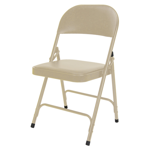 Vinyl Padded Folding Chair, Steel, Beige, 300 lbs. Weight Capacity Meunier Outillage Industriel