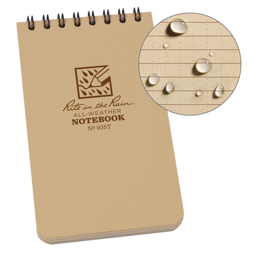 Pocket Top-Spiral Notebook, Soft Cover, Tan, 100 Pages, 3" W x 5" L Meunier Outillage Industriel