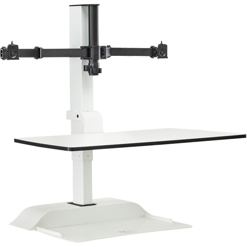 Soar Sit/Stand Electric Desk with Dual Monitor Arm, Desktop Unit, 37-1/4" H x 27-3/4" W x 22" D, White Meunier Outillage Industriel