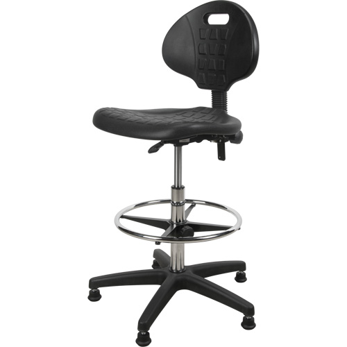 Heavy-Duty Ergonomic Stool, Stationary, Adjustable, 39” - 48”, Polyurethane Seat, Black Meunier Outillage Industriel