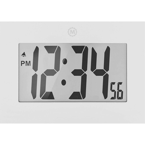 Large Frame Clock, Digital, Battery Operated, 9" W x 1" D x 6.5" H, White Meunier Outillage Industriel