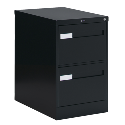 Vertical Filing Cabinet with Recessed Drawer Handles, 2 Drawers, 18.15" W x 26.56" D x 29" H, Black Meunier Outillage Industriel