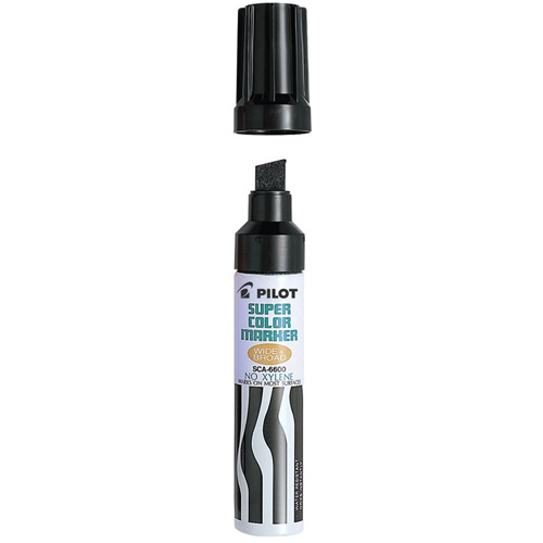 Refillable Super Colour Permanent Marker, Chisel, Black Meunier Outillage Industriel