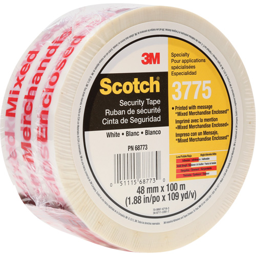 Scotch&reg; 3775 Box Sealing Tape with Message, Hot Melt Adhesive, 2 mils, 48 mm (1-22/25") x 100 m (328') Meunier Outillage Industriel