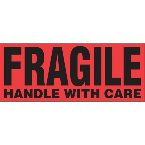 &eacute;tiquettes pour traitement sp&eacute;cial Fragile Handle with Care, 5" lo x 2" la, Noir/rouge Meunier Outillage Industriel