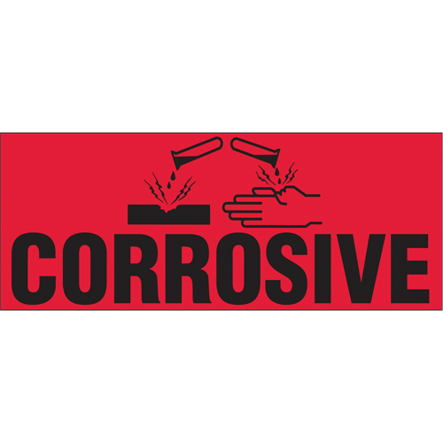 "Corrosive" Special Handling Labels, 5" L x 2" W, Black on Red Meunier Outillage Industriel