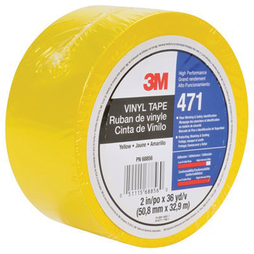 Ruban en vinyle 471, 50,8 mm (2") la x 32,9 m (108') lo, 5,3 mils, Jaune Meunier Outillage Industriel