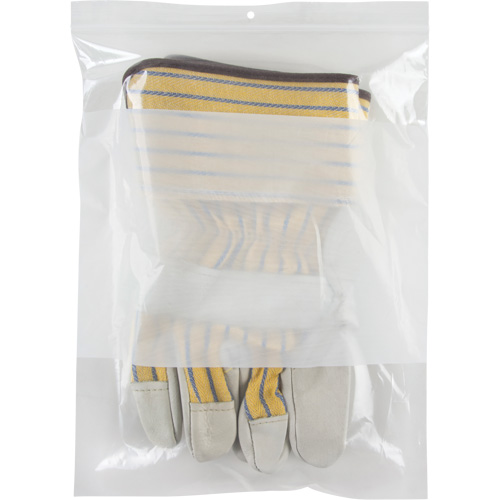 White Block Poly Bags, Reclosable, 12" x 9", 2 mils Meunier Outillage Industriel
