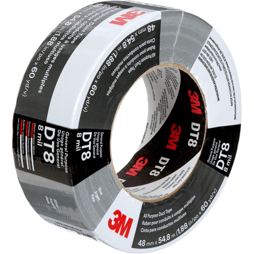 DT8 All-Purpose Duct Tape, 8 mils, Silver, 48 mm (2") x 55 m (180') Meunier Outillage Industriel