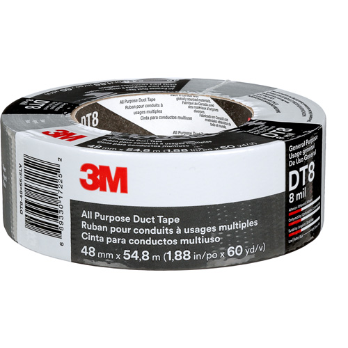 DT8 All-Purpose Duct Tape, 8 mils, Silver, 48 mm (2") x 55 m (180') Meunier Outillage Industriel