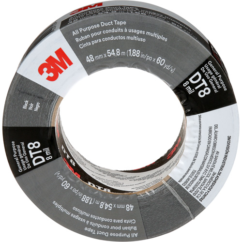 DT8 All-Purpose Duct Tape, 8 mils, Black, 48 mm (2") x 55 m (180') Meunier Outillage Industriel