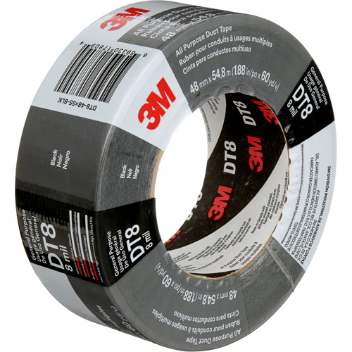 DT8 All-Purpose Duct Tape, 8 mils, Black, 48 mm (2") x 55 m (180') Meunier Outillage Industriel