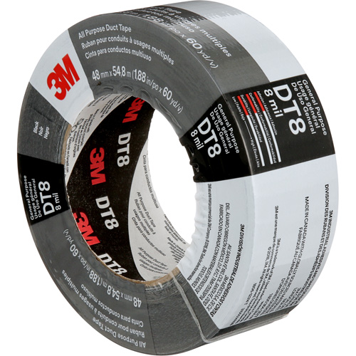 DT8 All-Purpose Duct Tape, 8 mils, Black, 48 mm (2") x 55 m (180') Meunier Outillage Industriel