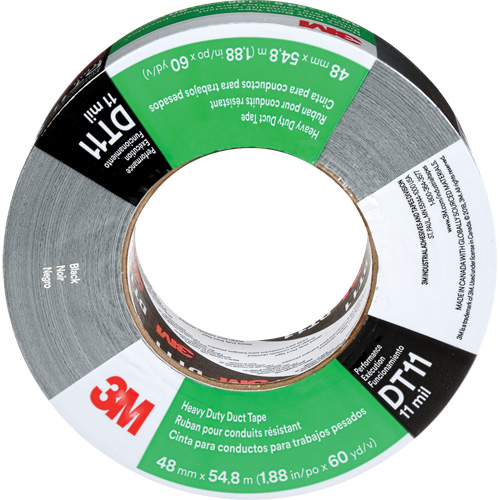 DT11 Heavy-Duty Duct Tape, 11 mils, Black, 48 mm (2") x 55 m (180') Meunier Outillage Industriel