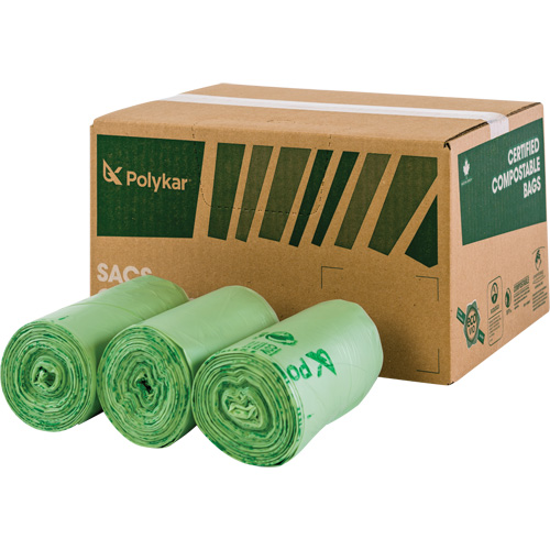 Sacs certifi&eacute;s compostables, R&eacute;gulier, 60" lo x 48" la, Transparent, Capacit&eacute; de 245 L (65 gal.) Meunier Outillage Industriel