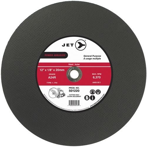 Meules &agrave; tronçonner POWER ABRASIVE, 12" x 1/8", Arbre de 20 mm, Type 1, 6370 Tr/min Meunier Outillage Industriel