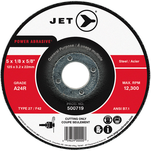 Disque abrasif de tronçonnage, 5" x 1/8", Arbre de 7/8", Type 27, 12 300 Tr/min Meunier Outillage Industriel