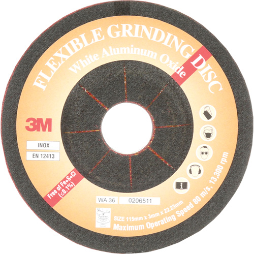 Flexible Grinding Disc, 4-5/8", Aluminum Oxide, 22 mm, Type WA Meunier Outillage Industriel