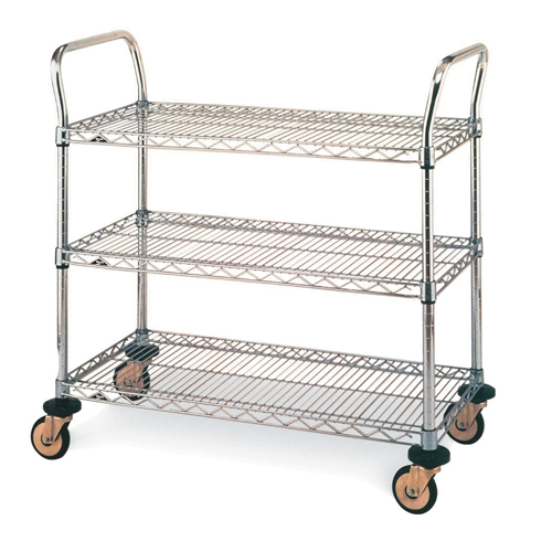 Standard-Duty Utility Cart With Wire Shelves, Chrome Plated, 18" x 39" x 36", 375 lbs. Capacity Meunier Outillage Industriel
