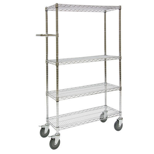 Push Cart, Chrome Plated, 30" x 60" x 14", 800 lbs. Capacity Meunier Outillage Industriel