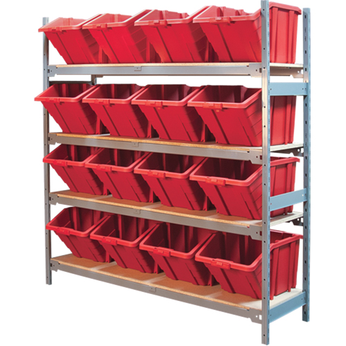 &eacute;tag&egrave;res larges avec bacs g&eacute;ants en plastique, Acier, Sans boulons, Capacit&eacute; 800 lb, 66" la x 72" h x 18" p Meunier Outillage Industriel