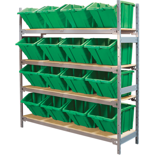 &eacute;tag&egrave;res larges avec bacs g&eacute;ants en plastique, Acier, Sans boulons, Capacit&eacute; 800 lb, 66" la x 72" h x 18" p Meunier Outillage Industriel