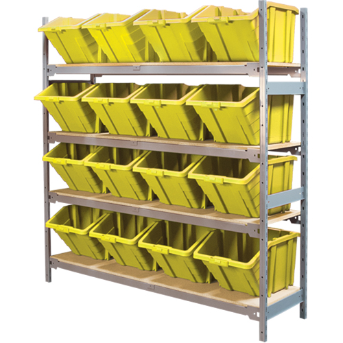 &eacute;tag&egrave;res larges avec bacs g&eacute;ants en plastique, Acier, Sans boulons, Capacit&eacute; 800 lb, 66" la x 72" h x 18" p Meunier Outillage Industriel