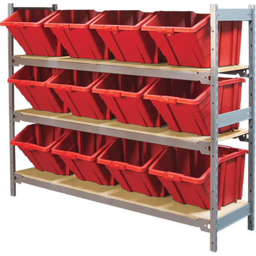 &eacute;tag&egrave;res larges avec bacs g&eacute;ants en plastique, Acier, Sans boulons, Capacit&eacute; 800 lb, 66" la x 60" h x 18" p Meunier Outillage Industriel