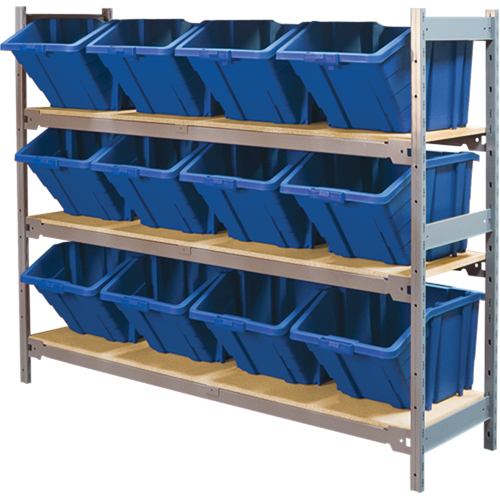 &eacute;tag&egrave;res larges avec bacs g&eacute;ants en plastique, Acier, Sans boulons, Capacit&eacute; 800 lb, 66" la x 60" h x 18" p Meunier Outillage Industriel