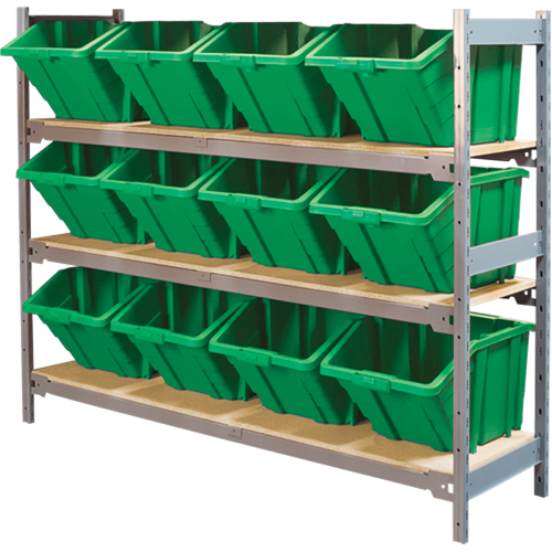 &eacute;tag&egrave;res larges avec bacs g&eacute;ants en plastique, Acier, Sans boulons, Capacit&eacute; 800 lb, 66" la x 60" h x 18" p Meunier Outillage Industriel