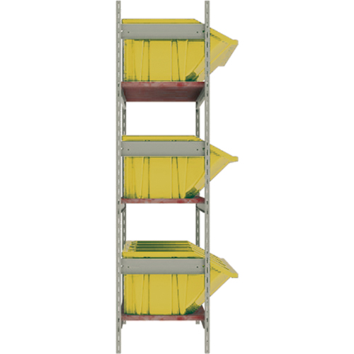 Wide Span Shelving with Jumbo Plastic Bins, Steel, Boltless, 800 lbs. Capacity, 66" W x 60" H x 18" D Meunier Outillage Industriel