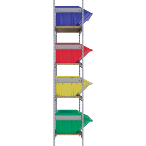 Wide Span Shelving with Jumbo Plastic Bins, Steel, Boltless, 800 lbs. Capacity, 66" W x 72" H x 18" D Meunier Outillage Industriel