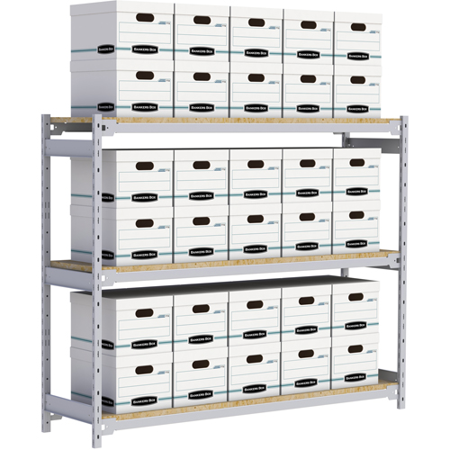 Wide Span Record Storage Shelving, Steel, 3 Shelves, 72" W x 18" D x 60" H Meunier Outillage Industriel
