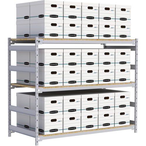 Wide Span Record Storage Shelving, Steel, 3 Shelves, 72" W x 32" D x 60" H Meunier Outillage Industriel