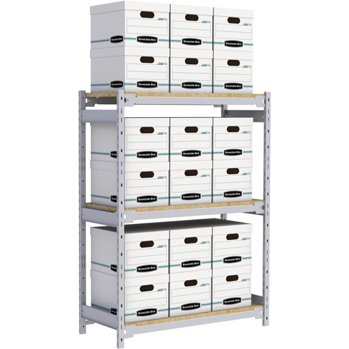 Wide Span Record Storage Shelving, Steel, 3 Shelves, 42" W x 18" D x 60" H Meunier Outillage Industriel