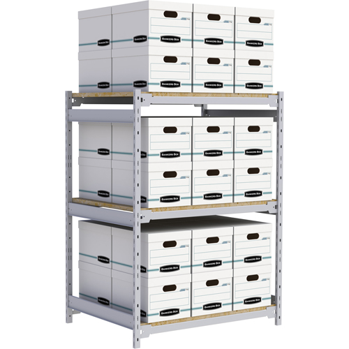 Wide Span Record Storage Shelving, Steel, 3 Shelves, 42" W x 32" D x 60" H Meunier Outillage Industriel