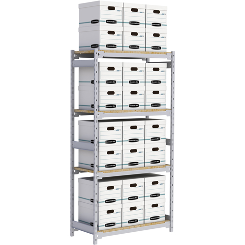 Wide Span Record Storage Shelving, Steel, 4 Shelves, 42" W x 18" D x 84" H Meunier Outillage Industriel