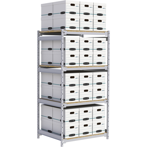 Wide Span Record Storage Shelving, Steel, 4 Shelves, 42" W x 32" D x 84" H Meunier Outillage Industriel