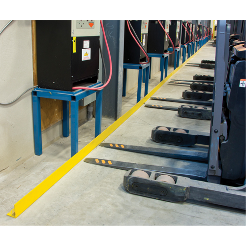 Rails protecteurs arr&ecirc;ts de charge avec ancrage au sol, Acier, 48" lo x 5" h, Jaune Meunier Outillage Industriel
