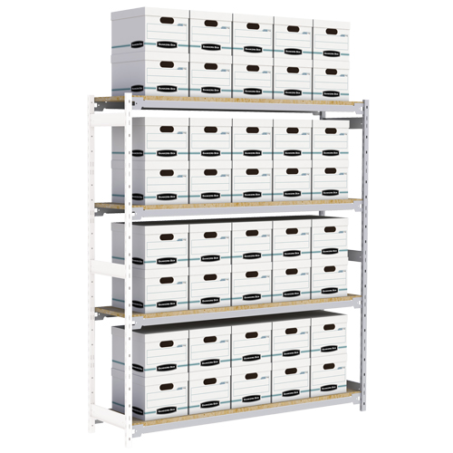 Wide Span Record Storage Shelving, Steel, 4 Shelves, 72" W x 18" D x 84" H, Add-On Kit Meunier Outillage Industriel