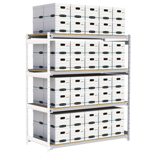 Wide Span Record Storage Shelving, Steel, 4 Shelves, 72" W x 32" D x 84" H, Add-On Kit Meunier Outillage Industriel