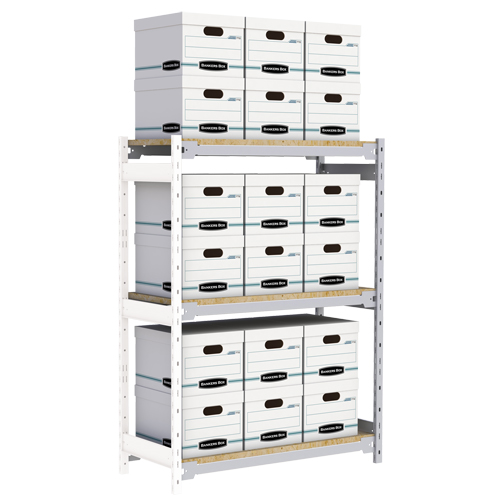 Wide Span Record Storage Shelving, Steel, 3 Shelves, 42" W x 18" D x 60" H, Add-On Kit Meunier Outillage Industriel