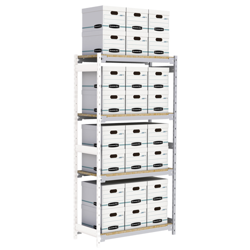Wide Span Record Storage Shelving, Steel, 4 Shelves, 42" W x 18" D x 84" H, Add-On Kit Meunier Outillage Industriel