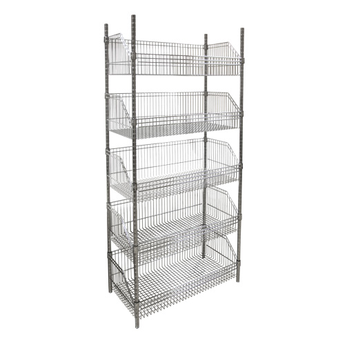 Wire Basket Shelving Unit, 5 Tiers, 48" W x 74" H x 24" D Meunier Outillage Industriel
