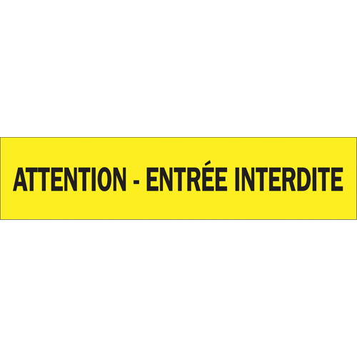 Ruban pour barricade "Attention - Entr&eacute;e Interdite", Français, 3" la x 1000' lo, 3,5 mils, Noir sur jaune Meunier Outillage Industriel