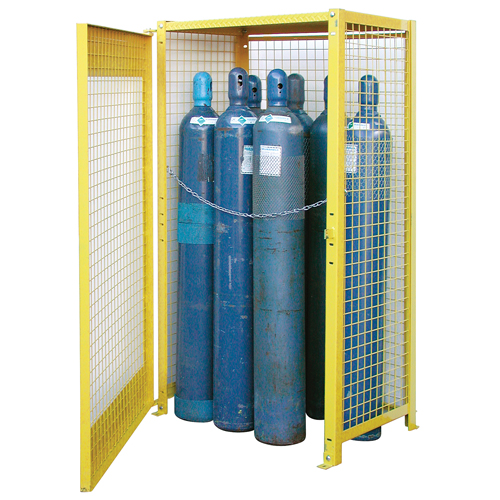 Gas Cylinder Cabinets, 10 Cylinder Capacity, 44" W x 30" D x 74" H, Yellow Meunier Outillage Industriel
