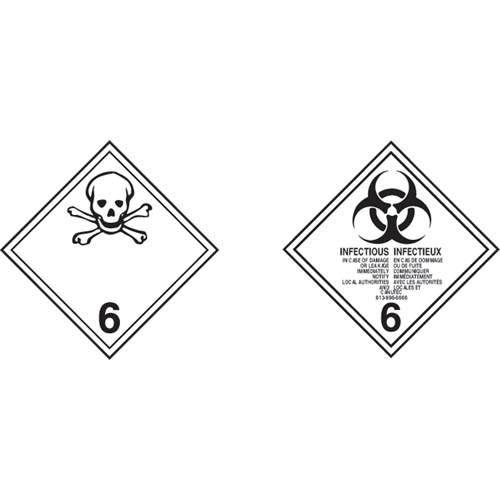 TDG Shipping Labels, Class 6.1, Toxic Substances, Vinyl Meunier Outillage Industriel