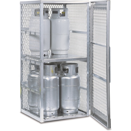 Aluminum LPG Cylinder Locker Storage, 8 Cylinder Capacity, 30" W x 32" D x 65" H, Silver Meunier Outillage Industriel