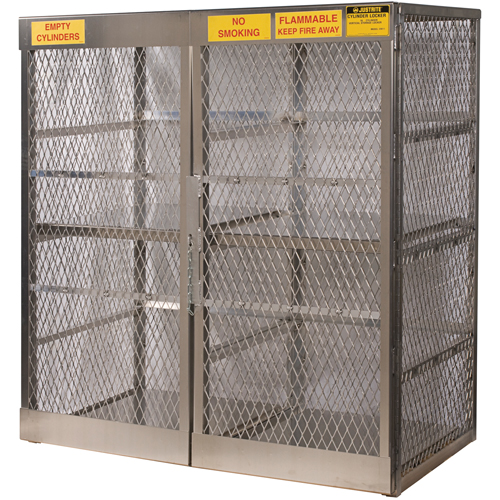 Aluminum LPG Cylinder Locker Storage, 16 Cylinder Capacity, 60" W x 32" D x 65" H, Silver Meunier Outillage Industriel